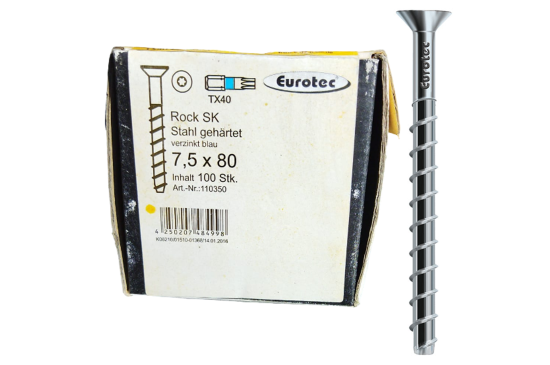 Wkręty do betonu Eurotec rock łeb płaski stożkowy stal ocynkowa 7,5X80 mm